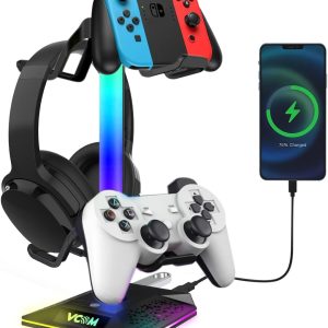 RGB Gaming Headphones Stand with 2 USB Ports