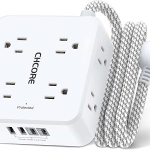 Surge Protector Power Strip - CHCORE 5Ft Braided Extension