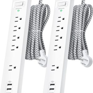 2 Pack Power Strip Surge Protector - 5 Widely Spaced Outlets
