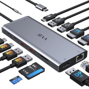 USB C Laptop Docking Station Dual Monitor HDMI for Dell/Lenovo/HP Laptop 14 in 1 USB C Hub Multiport Adapter Dongle Dock USB C to 2 HDMI